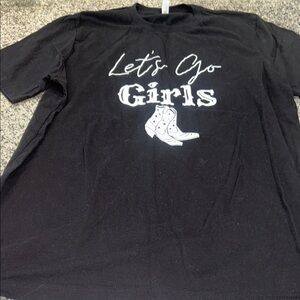 Black Shirt with 'Let's Go Girls' Print